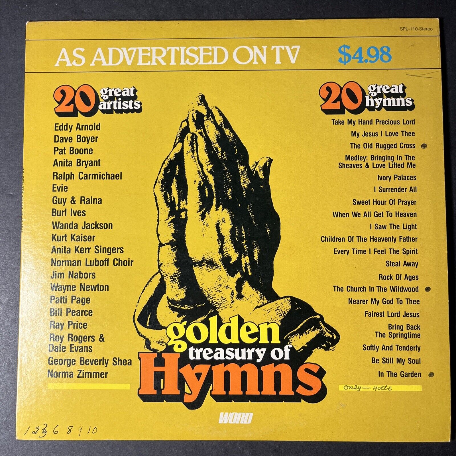 "Golden Treasury of Hymns" - Word Records Vinyl LP, Compilation, Gospel