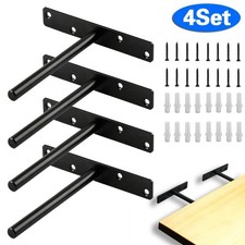 4x Heavy Duty Floating Shelf Brackets Hidden Support for Concealed Wood Shelves