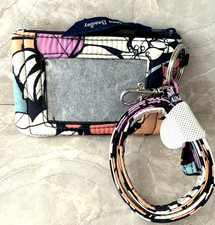 Vera Bradley Ultralight Zip ID Case Lanyard Santa Fe Sun, Blue Coral Floral 59