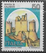 ITALIAN REPUBLIC 1980 SERIES CASTLES 50 LIRE with marginal thousandth MNH**