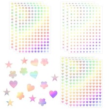 1350 PCS Tiny Star Heart Stickers, Mini Self-Adhesive Holographic Stickers,
