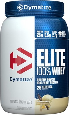 Dymatize Elite 100% Whey Protein Powder, Gourmet Vanilla, 2lb - Exp. 12/26