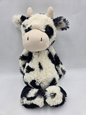 Jellycat Bashful Calf Cow Plush 12" Medium Black White Stuffed Animal Retired