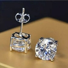 2Ct Round Cut Lab-Created Diamond Solitaire Stud Earrings 14k White Gold Plated