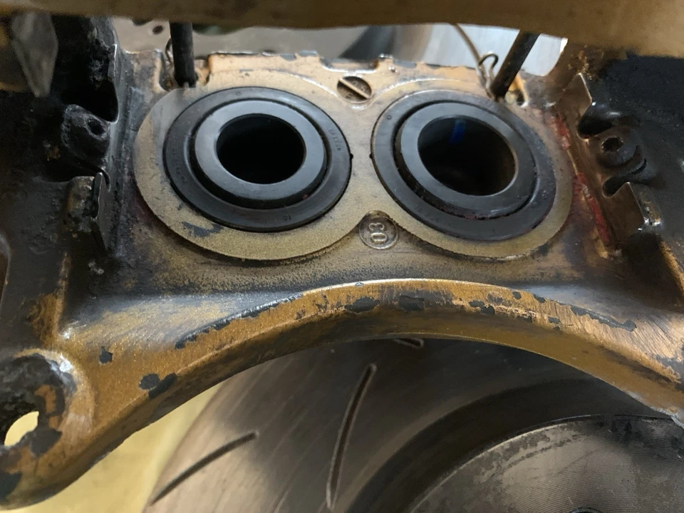 2004 2005 2006 SUBARU WRX STI BREMBO GOLD BRAKE CALIPERS FRONT And Back+ Rotor - Image 3 of 4