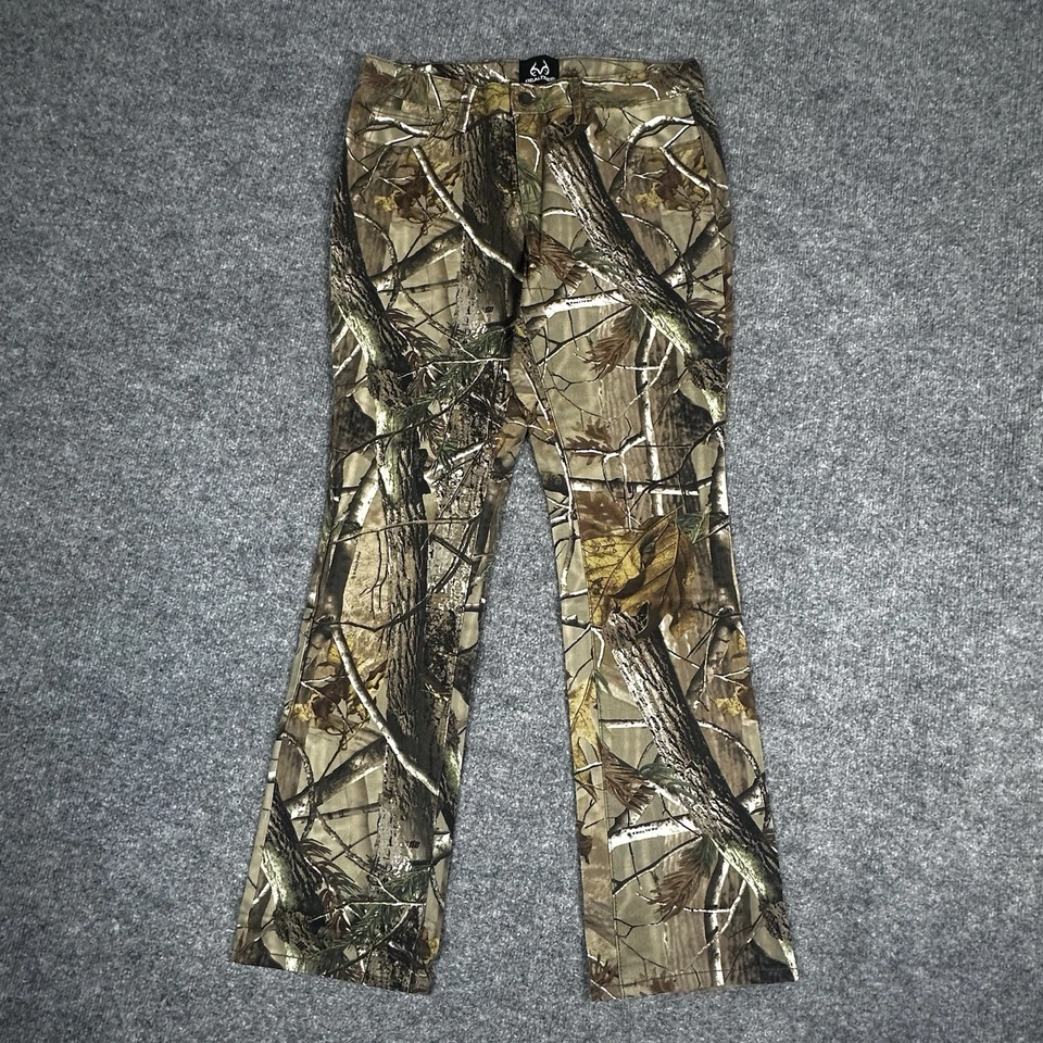 Realtree Camo Pants Ladies 8 Brown Green Camouflage Hunting 5 Pocket Outdoor - Image 2 of 4
