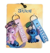 NEW Disney Stitch Angel 3D Keychain set w/Wristlet Set of 2