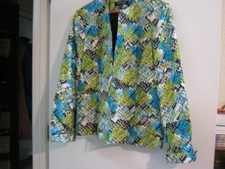 WOMAN'S KASPER GEOMETRIC NWT Fully Lined Jacket Blazer Size 16 Surf/Key Lime