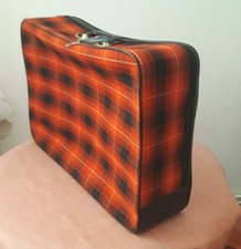 koffer 60-er J. r/s. Stoff/Kunstl., Reißv. 1 Schl. H-15/L-59/T-40cm,Gebr-sp.