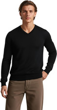 Mens V Neck Sweater, Basic Slim Fit Pullover, V-Neck Dress Sweater for Men Fall