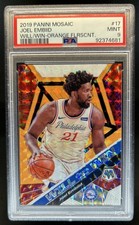2019-20 Mosaic Joel Embiid Will to Win Mosaic Orange Fluorescent #/25 PSA 9