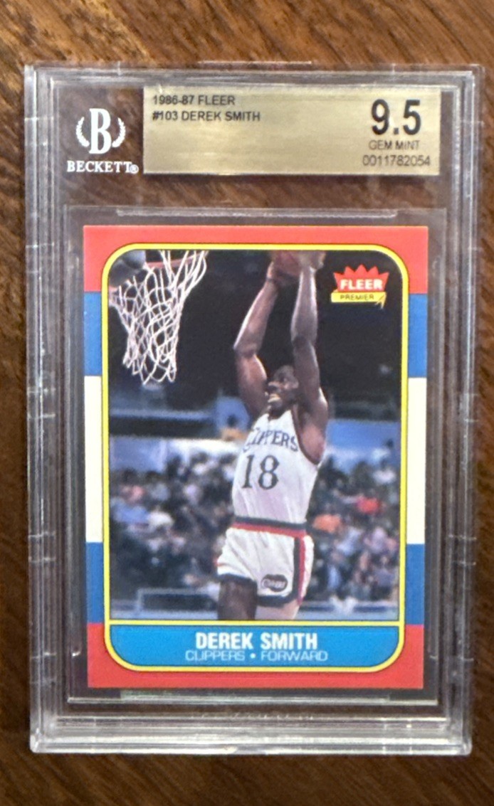 1986 FLEER BASKETBALL #103 DEREK SMITH BGS 9.5 GEM MINT GORGEOUS SHARP CENTERED