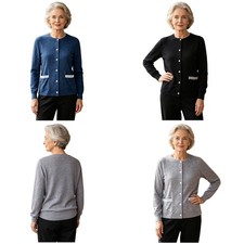 Women Knit Cardigan Loose Cut Knit Jacket Daily Wear Sweater Easy Care Soft