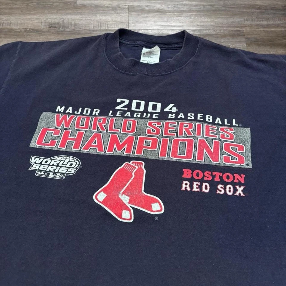 Boston Red Sox 2004 Serie Mundial Campeones Camiseta Vintage Hombre Talla L Foto 2 de 4
