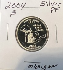 2004-S MICHIGAN SILVER STATE QUARTER FROM PROOF SET .ACTUAL COIN  #8175