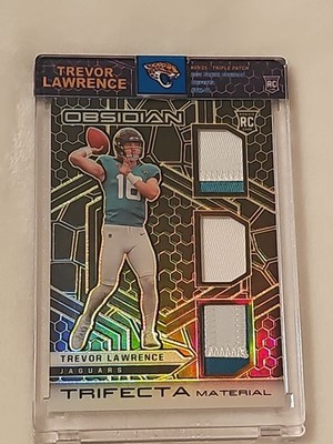 2021 Trevor Lawrence Obsidian Rookie Trifecta Materials Tri Patch /25      