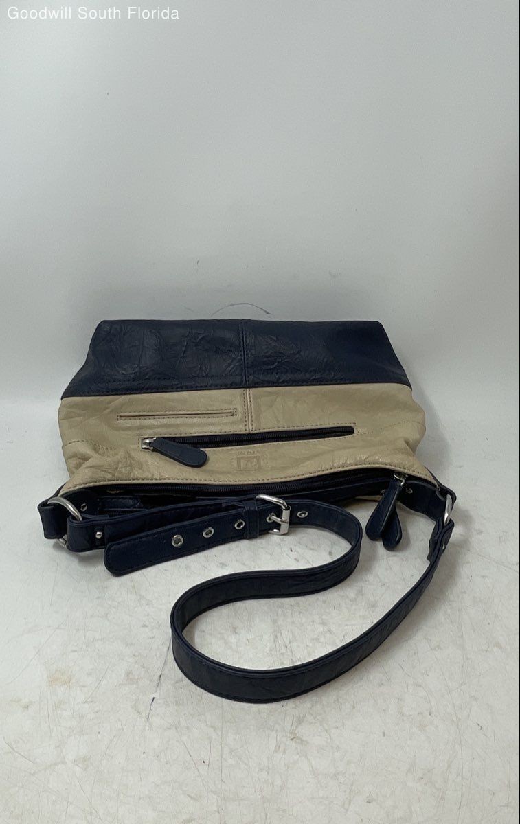 Stone Mountain Womens Beige Blue Adjustable Strap Shoulder Crossbody Bag