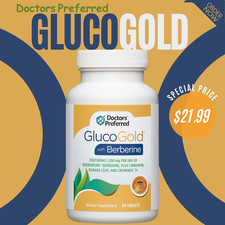 GlucoGold Berberine Complex   Blood Sugar Support with Cinnamon free shipping