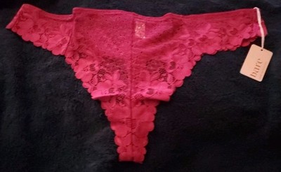 Bare Necessities Essential Floral Lace Thong Panties 3X Fuschia Pink NWT