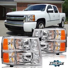 For 2007-2013 Chevy Silverado 1500 2500hd Chrome Housing Headlights Left Right For 2007-2013 Chevy Silverado 1500 2500hd Chrome Housing Headlights Left Right