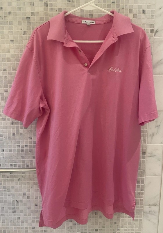 Men’s Sea Island Size Large Pink Peter Millar 100% cotton Golf Shirt EUC Polo