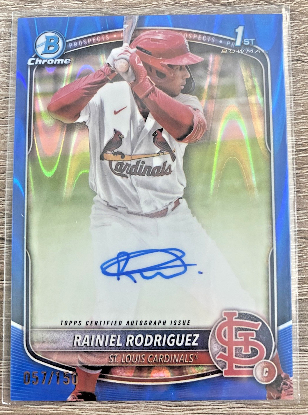2025 Bowman Chrome Rainiel Rodriguez 1st Auto Blue RayWave Refractor /150 #CPARR