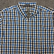 NWT Eddie Bauer Classic Fit Button Short Sleeve Shirt T3XL 3XL Tall Brown Blue