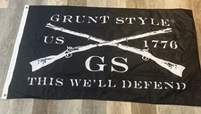 Grunt Style Logo This We'll Defend Flag - Black
