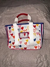BRIGHTON Red White and You Mini Canvas Tote Bag Purse D30274 | Love & Hearts