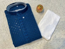 Pakistani Men Cotton Kurta Set Kurta Pyjama Indian Ethnic Kurta Wedding Party