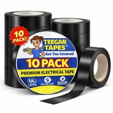 Black Electrical Tape 10 Pack  7 Mil Pvc Vinyl Wire Tape  Heat  Flame Resis