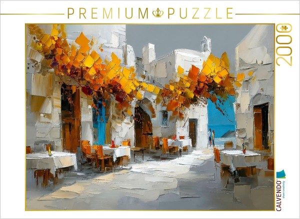 Calvendo Puzzle Santorini - Tavernenhof | 2000 Teile Lege-GrößE 90 × 67 Cm Foto--image
