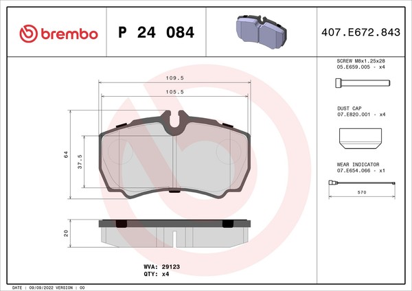 Hinterachse Brembo P 24 084 Bremsbelagsatz, Scheibenbremse FüR Ford,Ford (Jmc),F-image