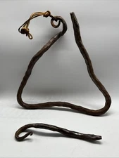 Vintage brutalist Snake Head  Iron Triangle Dinner Bell w/Striker Hand Forged