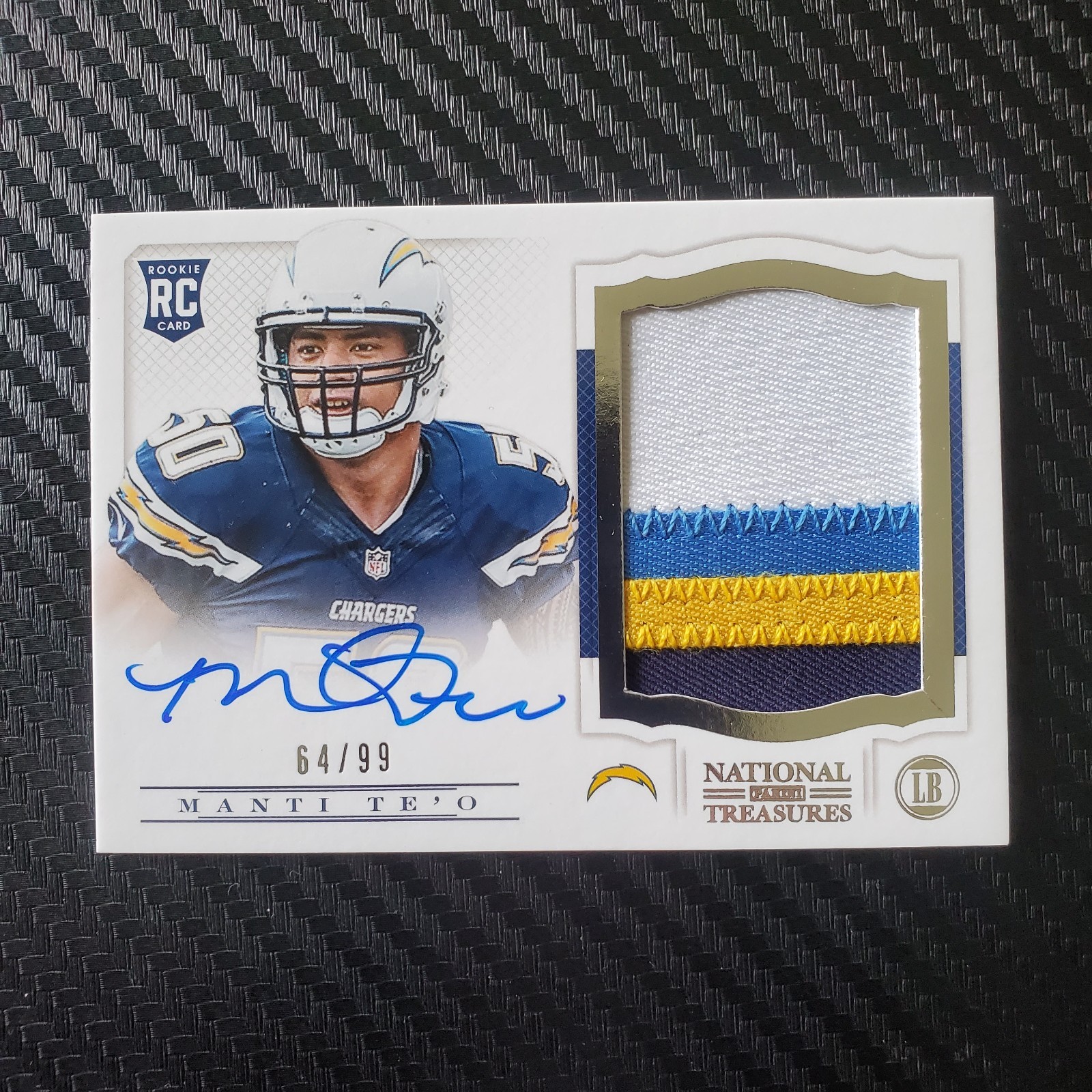 Manti Te'O Rookie Patch Auto 64 /99 2013 Panini National Treasures 222 Chargers