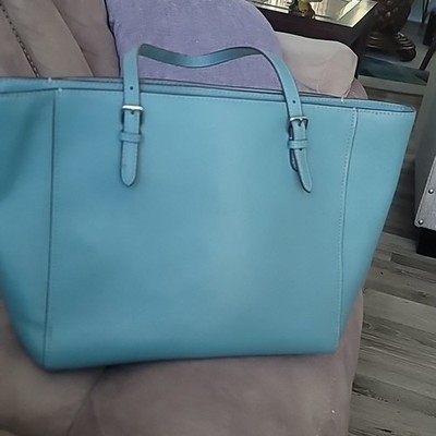 Coach Blue Leather Turnlock Tote Bag Large Laptop | eBay
