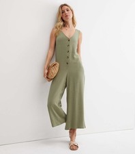 NWT Sage Green Linen Cropped Jumpsuit  Summer