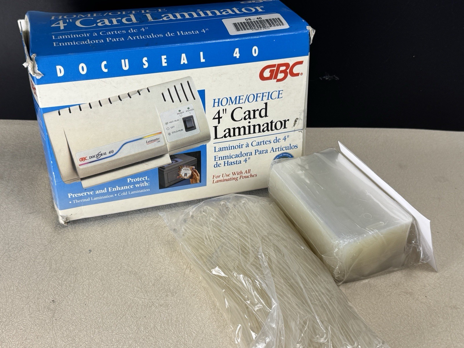 GBC DocuSeal 40 Home or Office 4" Card Laminator in Box with Tag Pouches