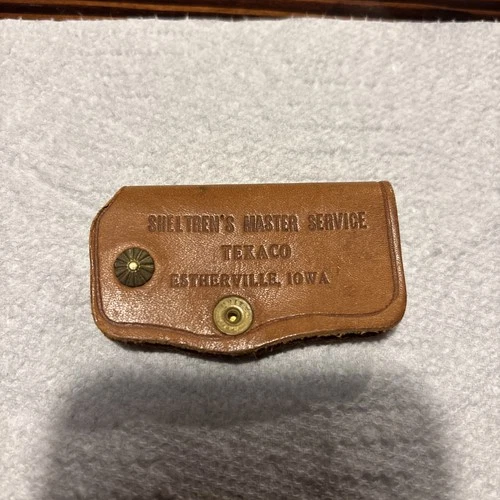 Vintage Texaco Gas Oil Station Tires Car Auto Leather Key Holder Keychain Iowa