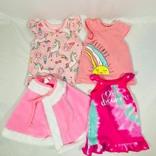 Set of 3 Knit Nightgowns  Fur Cape for 18" American Girl Doll: Pink Unicorns,