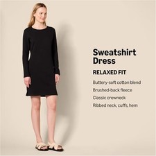 AMAZON ESSENTIALS WOMEN'S CREWNECK LONG-SLEEVE FLEECE DRESS NAVY XL