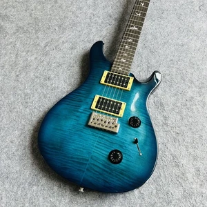 Custom 24 Frets Electric Guitar Blue Body Tremolo Bridge Professional Guitar