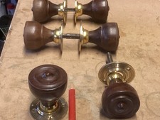 RECLAIMED BRASS AND WOOD DOOR KNOBS PAIR