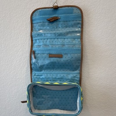 Stella & Dot Hanging Makeup Organizer Yellow Blue Green Zipper Pockets