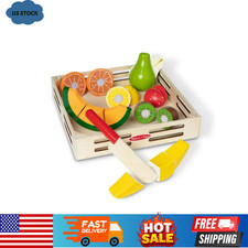Wooden Play Food Cutting Fruit Set Kitchen Toy For Kids Pretend Play Gift