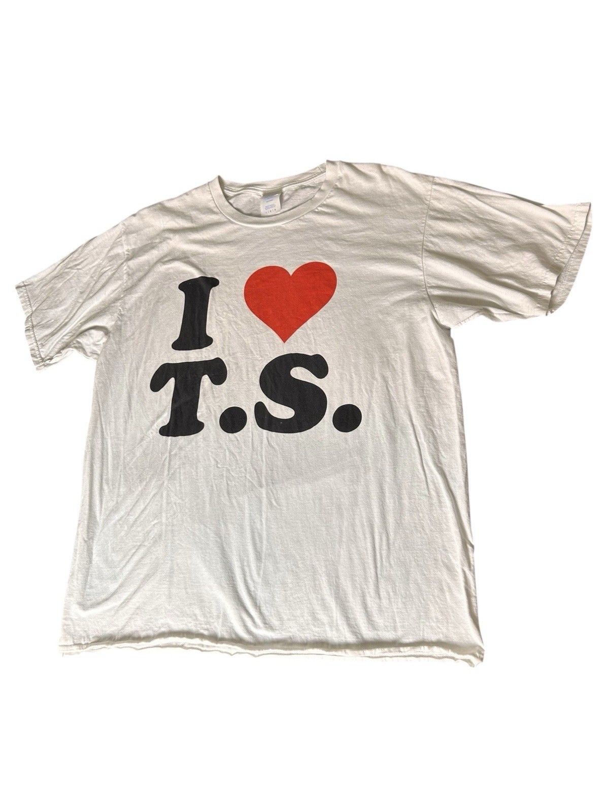 I Love T.S. Eras Tour Taylor Swift T-shirt Size Large White Short Sleeve Tee
