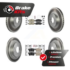 Front Rear Ceramic Pad Coated Disc Brake Rotor Kit For 2006-2011 Acura CSX iTech