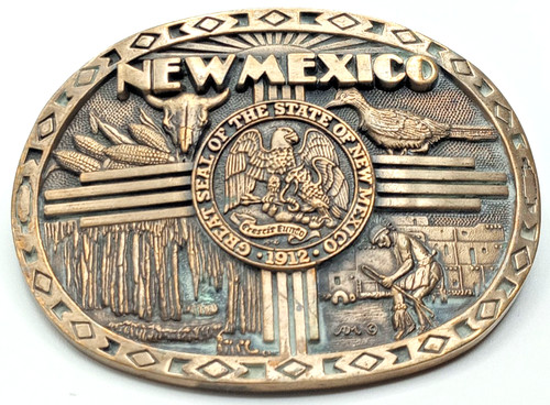 ADM Solid Brass Belt Buckle New Mexico State Series First Edition Cowboy Western