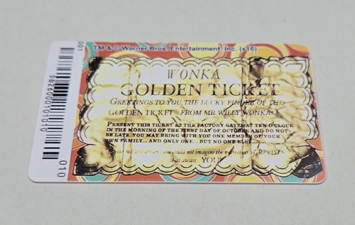 Dave And Busters Golden Ticket with Barcode Willy Wonka Coin Pusher Arcade Game