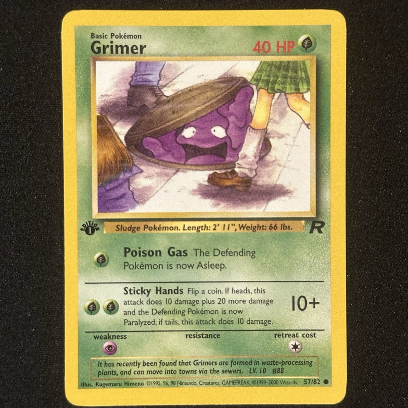 Grimer 57/82 1st Edition - Team Rocket 2000 - Pokemon TCG WOTC - Near Mint